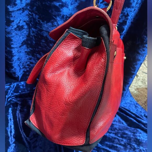 YSL Yves Saint Laurent tote or Shoulder Bag Red Leather Trim with COA - Picture 4 of 7